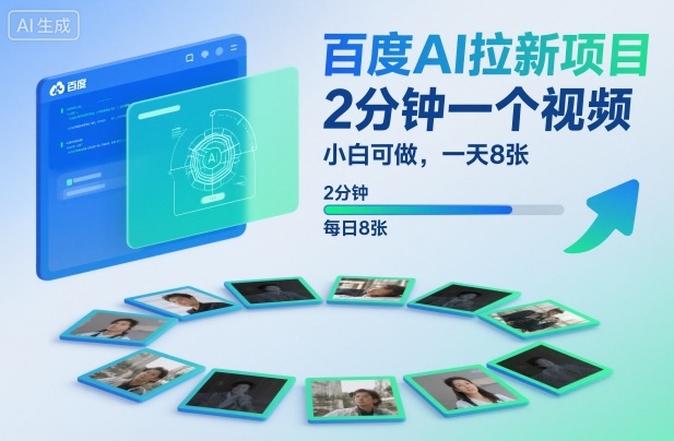 百度AI拉新项目，2分钟一个视频，小白可做，一天8张【附案例+保姆级教程】-乡甜网-郭猛农村淘宝