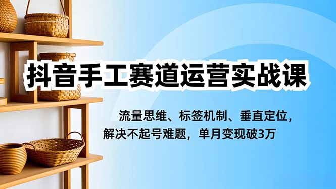 抖音手工赛道运营实战课，流量思维、标签机制、垂直定位，解决不起号难题，单月变现破3万-乡甜网-郭猛农村淘宝