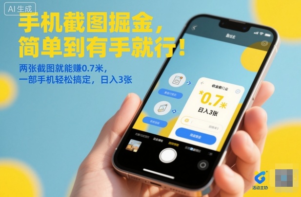 手机截图掘金，简单到有手就行！两张截图就能賺0.7米，一部手机轻松搞定，日入3张【揭秘】-乡甜网-郭猛农村淘宝