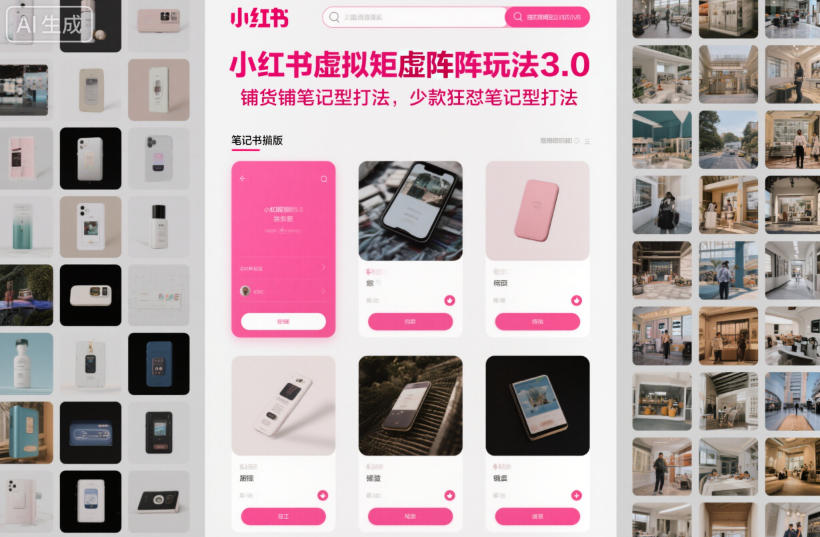 小红书虚拟矩阵玩法3.0，铺货铺笔记型打法，少款狂怼笔记型打法-乡甜网-郭猛农村淘宝