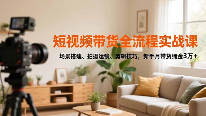 短视频带货全流程实战课，场景搭建、拍摄运镜、剪辑技巧，新手月带货佣金3万+-乡甜网-郭猛农村淘宝