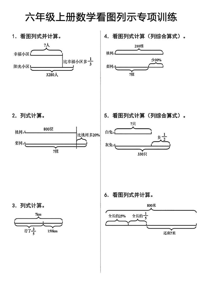 六上数学看图列式-乡甜网-郭猛农村淘宝