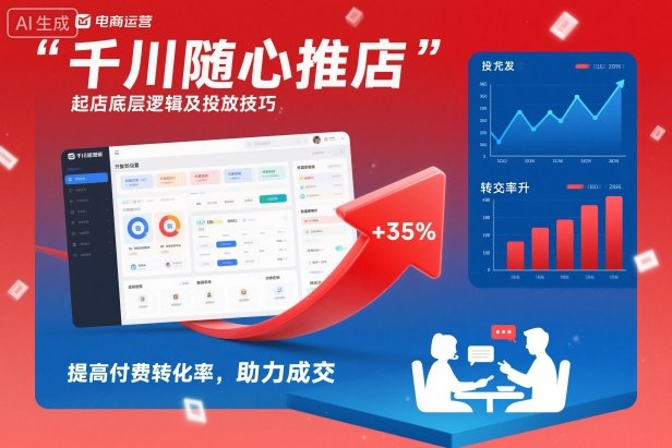 千川随心推起店底层逻辑及投放技巧，提高付费转化率，助力成交-乡甜网-郭猛农村淘宝