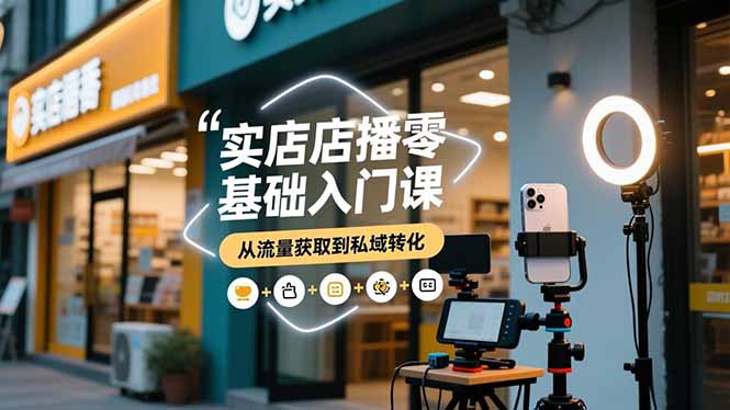 实体店播零基础入门课，实体店+短视频+直播+微信生态+私域社群，从流量获取到私域转化-乡甜网-郭猛农村淘宝