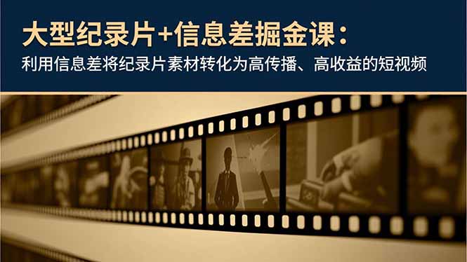 大型纪录片+信息差掘金课：利用信息差将纪录片素材转化为高传播、高收益的短视频-乡甜网-郭猛农村淘宝