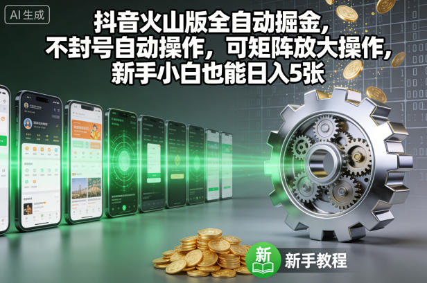 抖音火山版全自动掘金，不封号自动操作，可矩阵放大操作，新手小白也能日入5张【揭秘】-乡甜网-郭猛农村淘宝