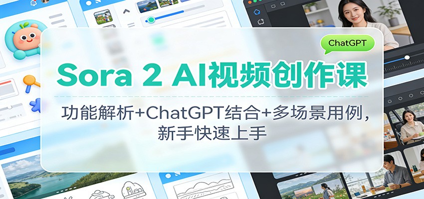 Sora 2 AI视频创作课：功能解析+ChatGPT结合+多场景用例，新手快速上手-乡甜网-郭猛农村淘宝
