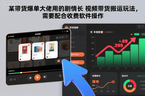 某带货爆单大佬用的剧情长视频带货搬运玩法，需要配合收费软件操作-乡甜网-郭猛农村淘宝