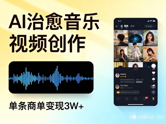 AI做治愈音乐视频，多平台投稿，单条商单变现3W+-乡甜网-郭猛农村淘宝
