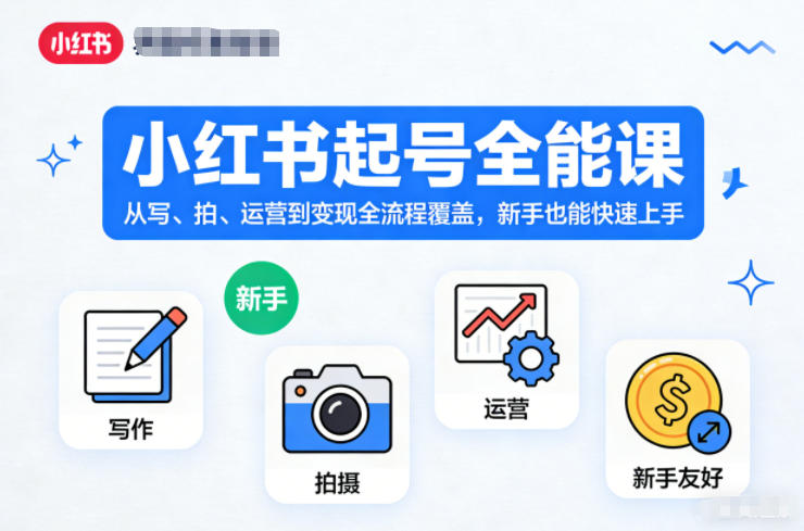 小红书起号全能课，从写、拍、运营到变现全流程覆盖，新手也能快速上手-乡甜网-郭猛农村淘宝