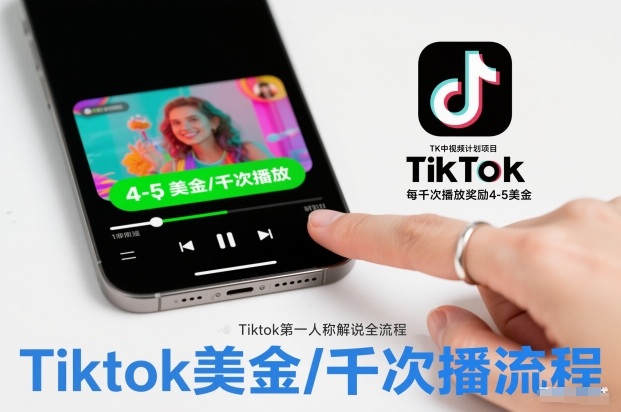 TK中视频计划项目，Tiktok第一人称解说流程，每干次播放奖励4-5美金-乡甜网-郭猛农村淘宝