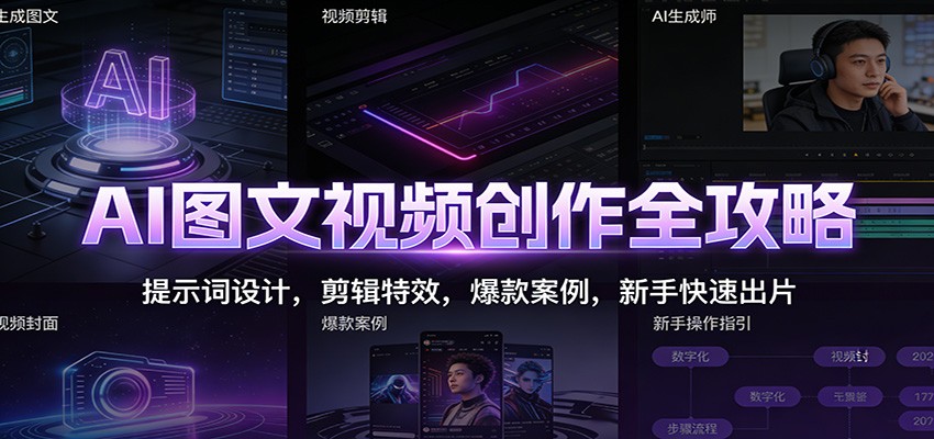 AI图文视频创作全攻略：提示词设计，剪辑特效，爆款案例，新手快速出片-乡甜网-郭猛农村淘宝