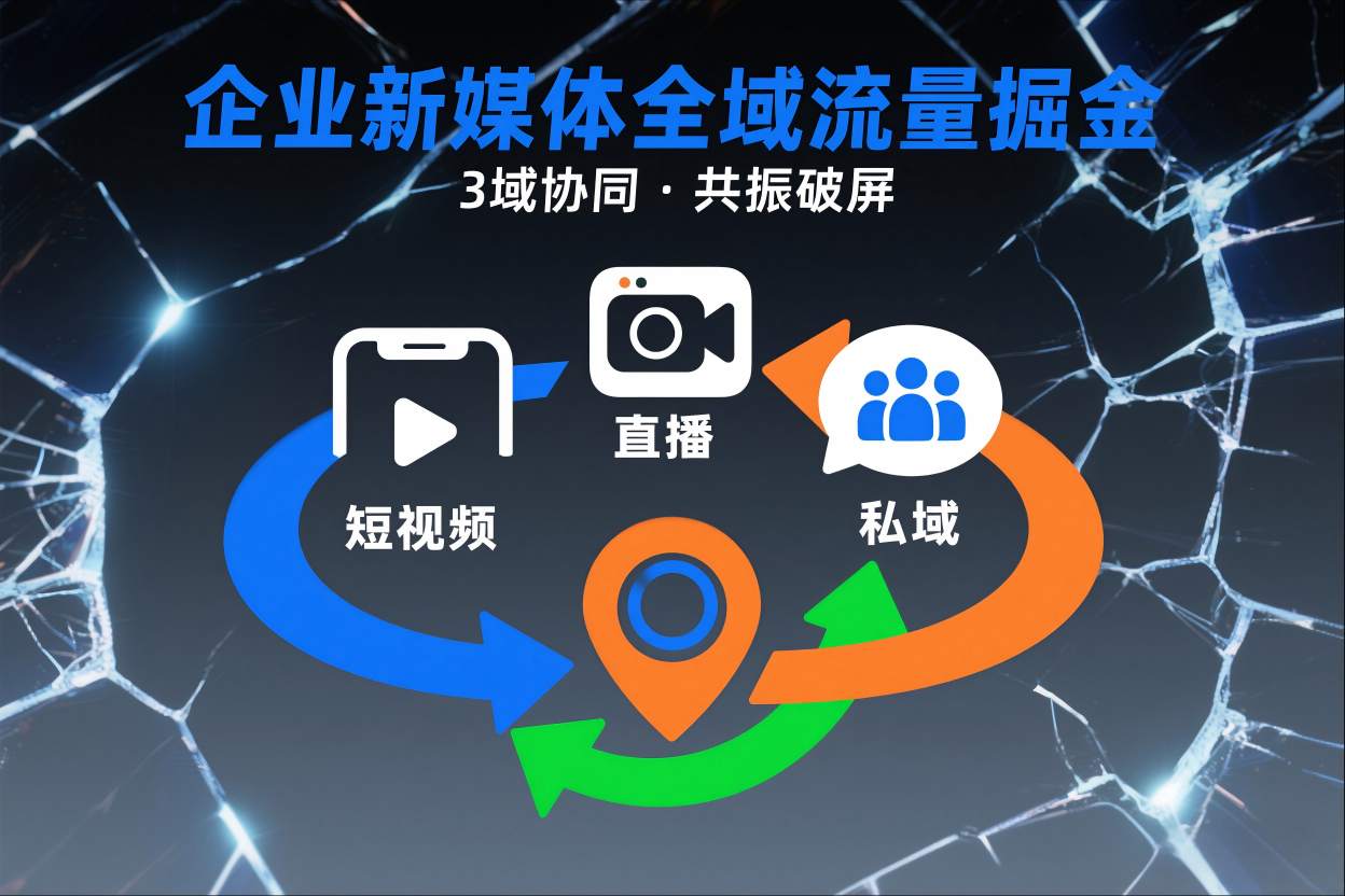 短视频全域商业模式，企业新媒体全域流量掘金，3域协同，共振破屏，短视频-直播-私域-地域-乡甜网-郭猛农村淘宝